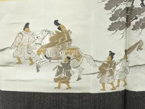 アンティーク　富士に時代人物模様織り出し緞子肩裏男物羽織